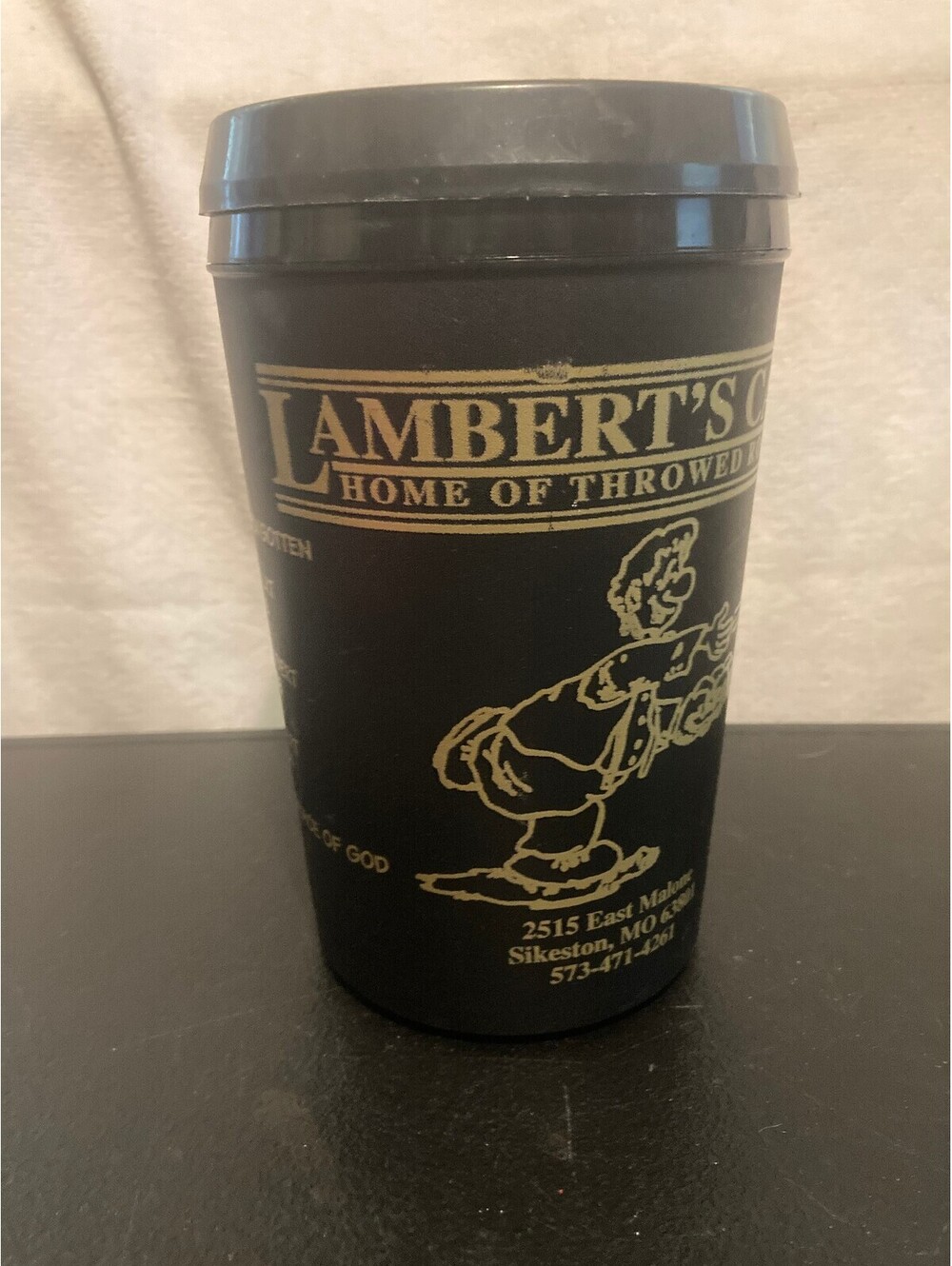 Lamberts Cafe Travel Mug Insulated Stanley Aladdin Insulated Black Gold Made USA